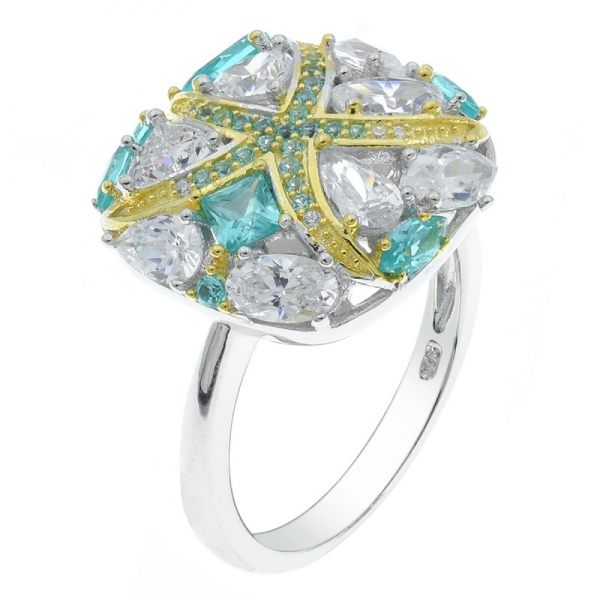 anel de pedras multicolor de prata china 925 para senhoras 