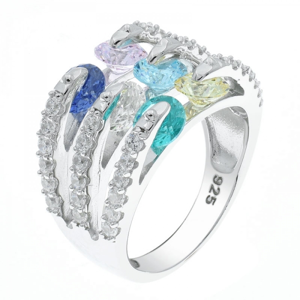 china 925 prata multicolor pedras anel de jóias 