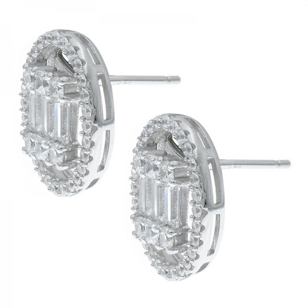 Atacado 925 sterling silver halo stud earrings 