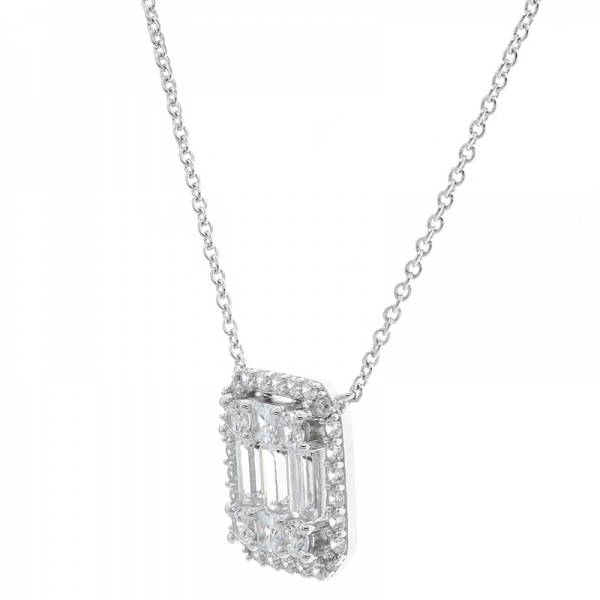 Atacado 925 sterling silver white cz necklace 