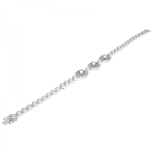 china 925 prata esterlina pulseira halo triplo com morganite nano 