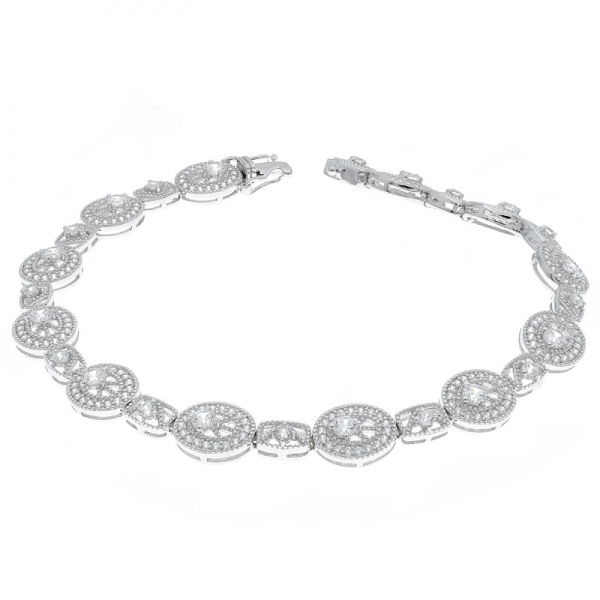 china 925 prata esterlina alternando pulseira de jóias cz branco 