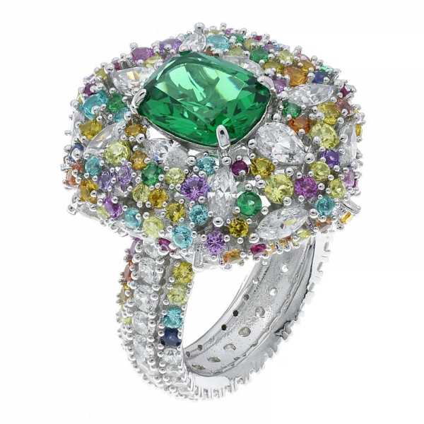 925 sterling silver eternity multicolor pedras jóias anel 