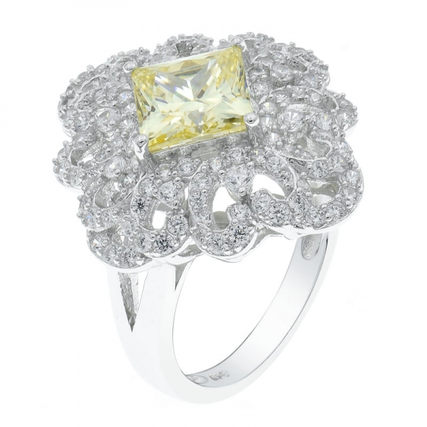 china 925 prata esterlina filigrana diamante amarelo cz anel 