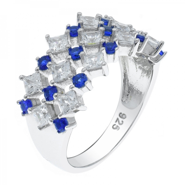 jóias de anel artesanal exclusivo com cz branco e azul nano 
