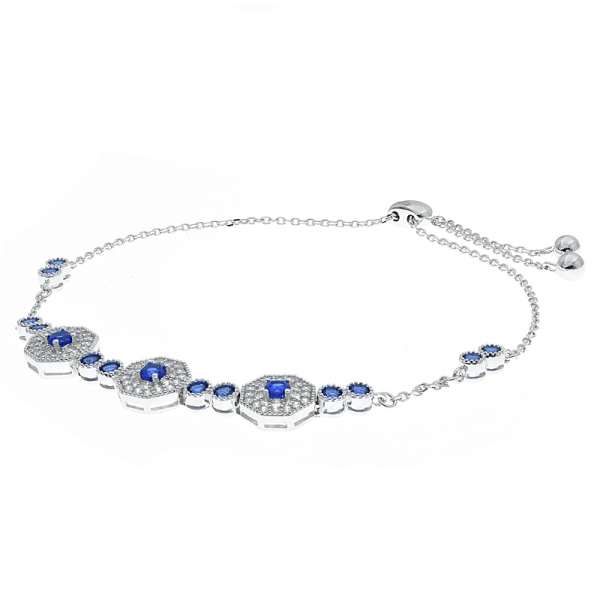 requintada pulseira artesanal de jóias com nano azul 