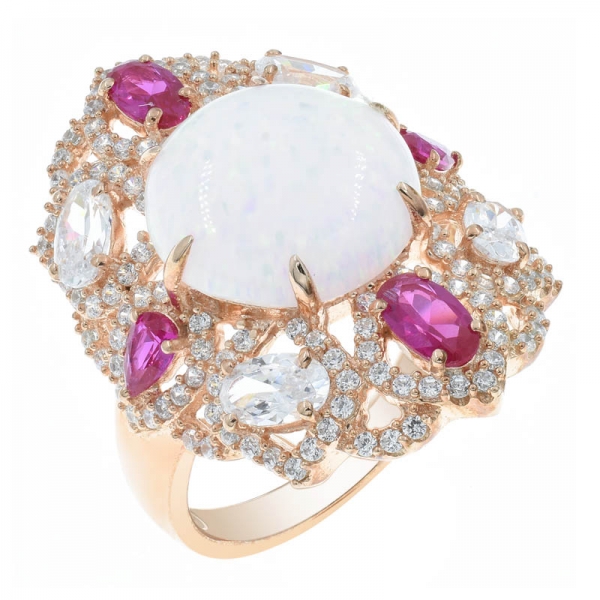 china 925 anel de filigrana de opala de prata esterlina para senhoras 