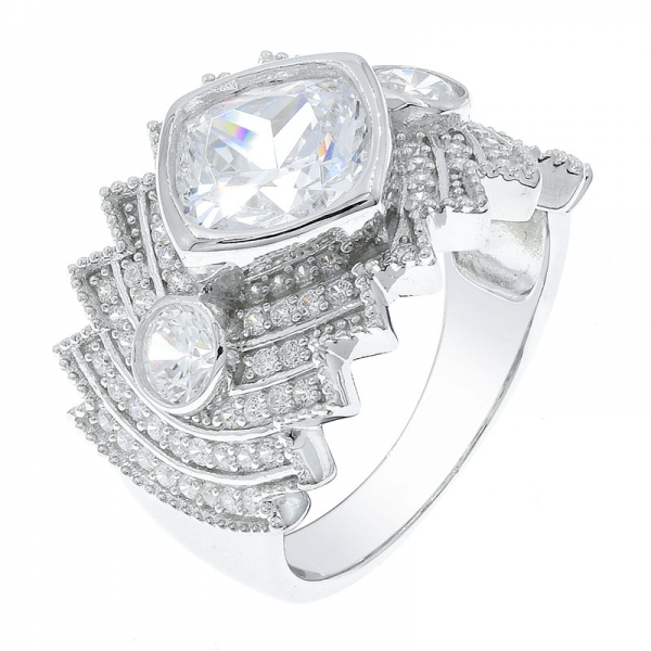 moda elegante 925 almofada de prata forma paraiba anel 