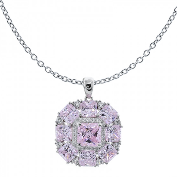 china 925 prata esterlina diamante rosa cz pingente 