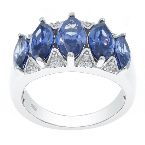 moda moderna 925 prata esterlina cinco anel de pedra para senhoras 