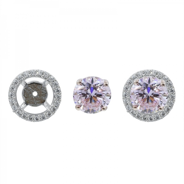 925 sterling silver diamond rosa cz stud brincos de jóias 