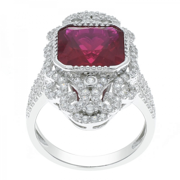 925 anel de jóias de filigrana de corindo vermelho prata esterlina 