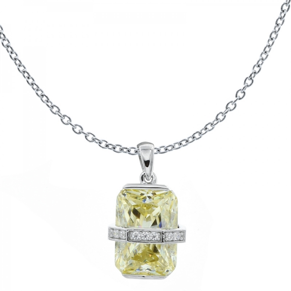 elegância discreta 925 prata esterlina diamante amarelo cz pingente de jóias 