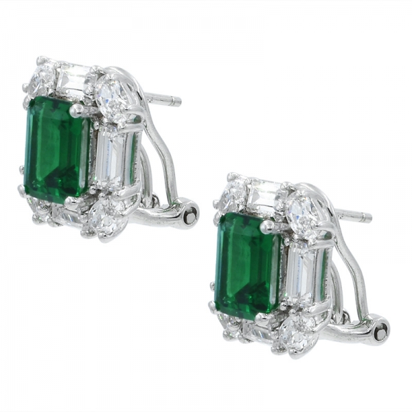 925 prata esmeralda corte verde nano brincos de jóias 