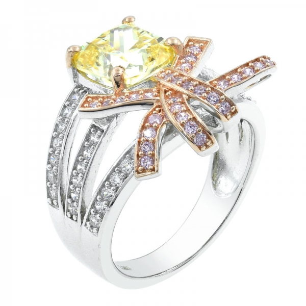 senhoras encantadoras 925 anel de bowknot de prata esterlina jóias 