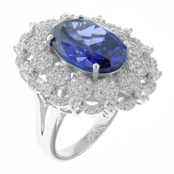 bom artesanal 925 anel de prata com tanzanite cz 