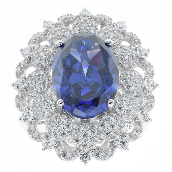 bom artesanal 925 anel de prata com tanzanite cz 