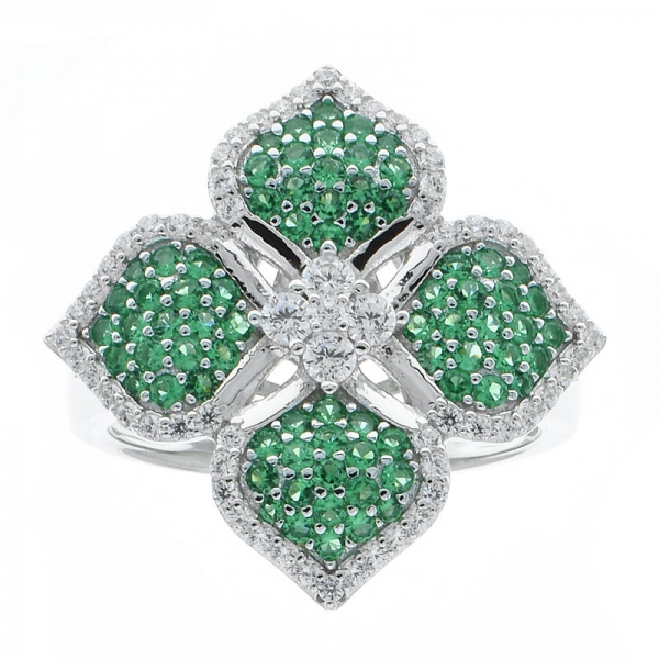 925 prata esterlina verde nano trevo anel de jóias 