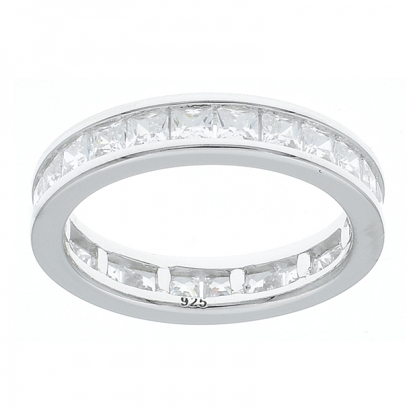 925 prata esterlina eternidade praça forma anel de jóias 