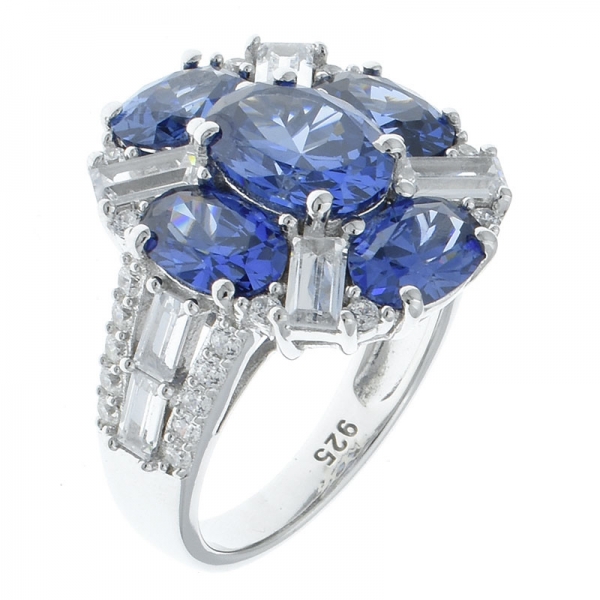 fantasia 925 anel de jóias de prata esterlina flor com tanzanite cz 