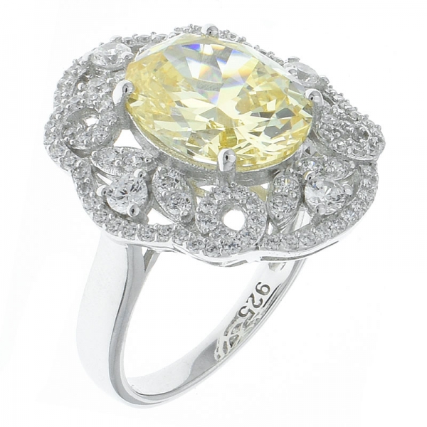 fantasia artesanal 925 anel filigrana de prata com diamante amarelo cz 