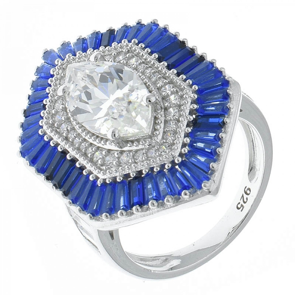 fantasia artesanal 925 jóias anel de baguete de prata esterlina 