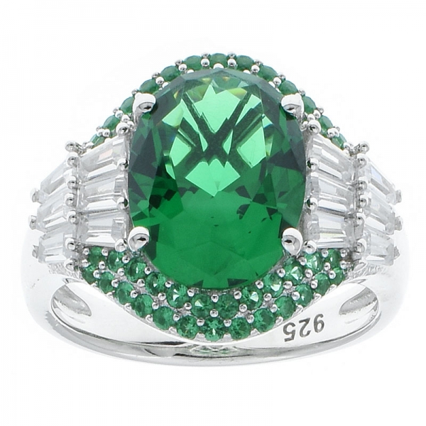 fantasia artesanal 925 anel de prata esterlina com nano verde 