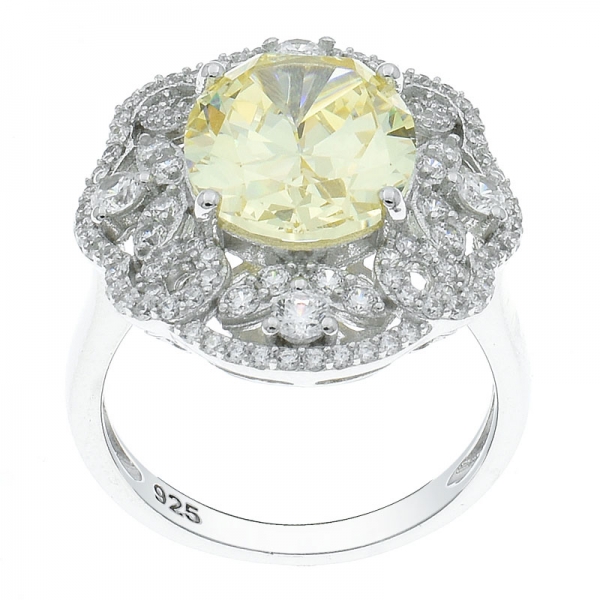 fantasia artesanal 925 anel filigrana de prata com diamante amarelo cz 