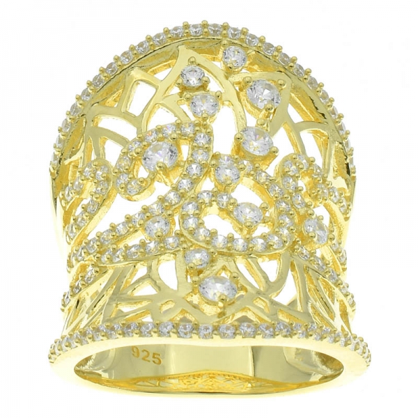 fantasia artesanal 925 anel de filigrana banhado a ouro de prata esterlina 