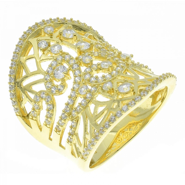 fantasia artesanal 925 anel de filigrana banhado a ouro de prata esterlina 