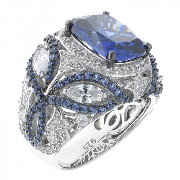 925 jóias anel de prata esterlina grande com tanzanite cz 