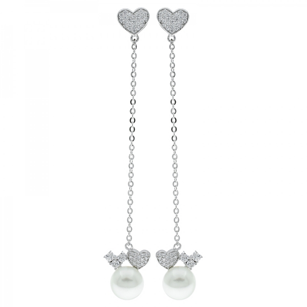 brincos de pérola de 925 prata esterlina coração artesanal agradável 
