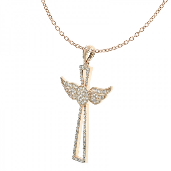 925 silver wing cross angel pendant para senhoras 