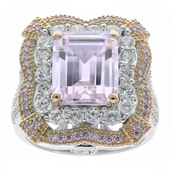 925 prata esterlina conjunto de quatro pinos diamante rosa cz anel de jóias 