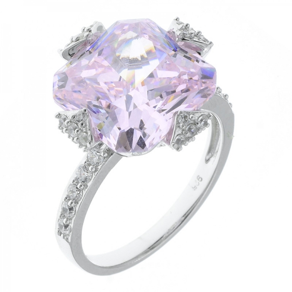 fantasia 925 sterling silver leaf prong conjunto anel de jóias 