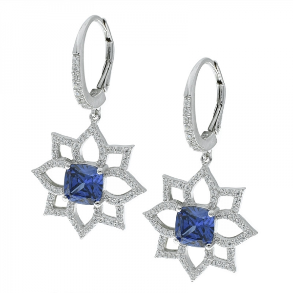 925 jóias de prata esterlina brincos de flor aberta com tanzanite cz 