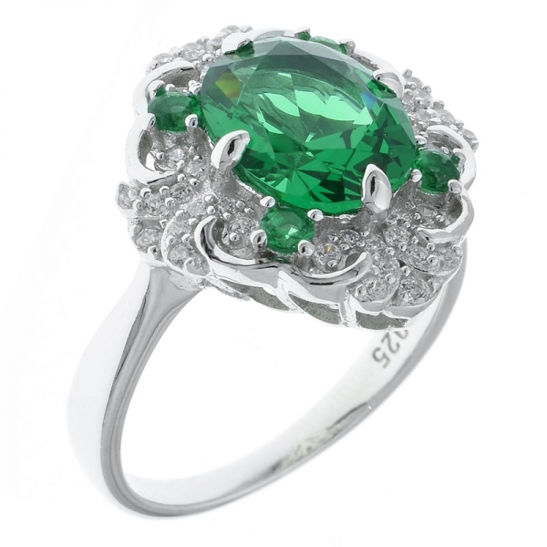 925 prata esterlina quatro pinos conjunto filigrana anel nano verde 