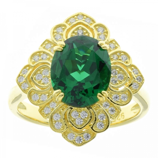 Jóia do anel da flor do laço da prata 925 esterlina com nano verde 