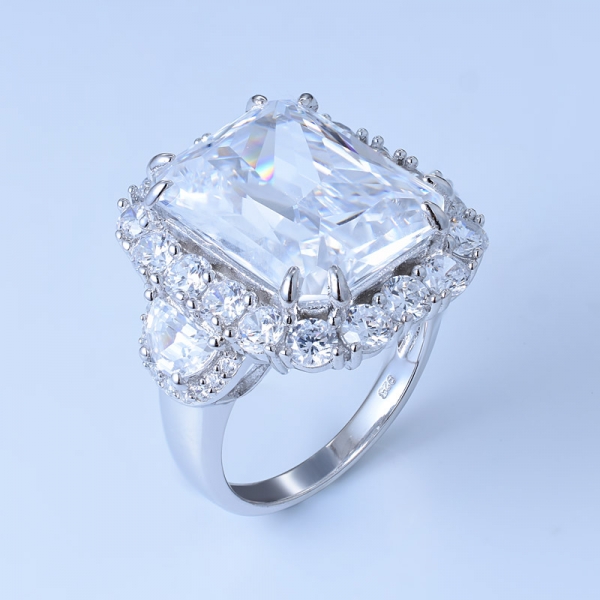 925 anel de noiva de prata com princesa corte branco cz 