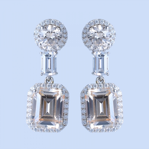 925 sterling silver three stones earrings para senhoras 