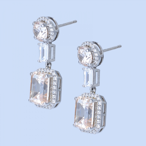 925 sterling silver three stones earrings para senhoras 