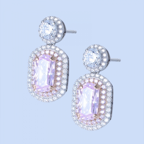 925 sterling silver drop halo diamante rosa cz brincos de jóias 