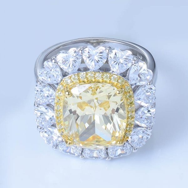 Anel da jóia da flor do sol da prata 925 esterlina com diamante cz amarelo 