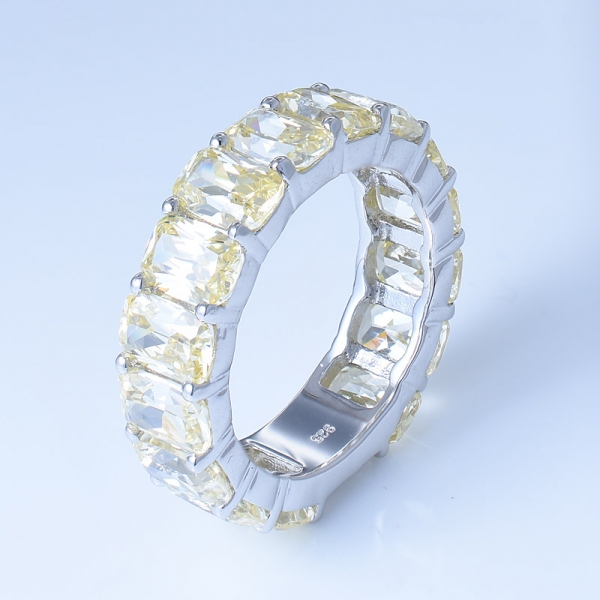 Anel da jóia da eternidade da prata 925 esterlina com diamante amarelo cz 