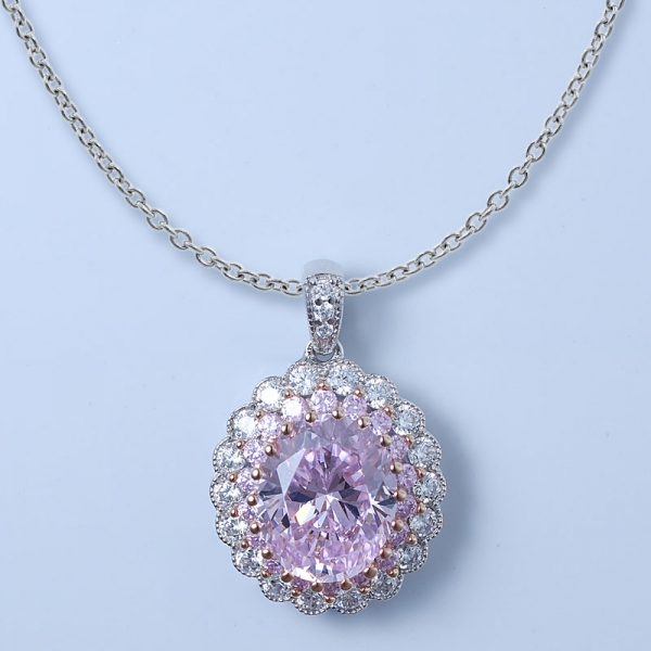 925 jóias de prata esterlina conjunto com diamante rosa cz 