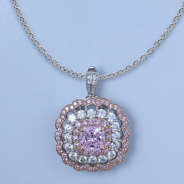 925 jóias de renda de prata conjunto de jóias com forma de almofada de diamante rosa cz 