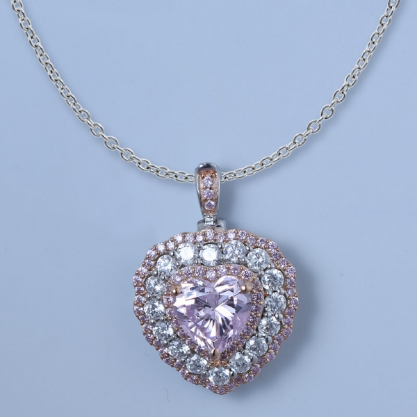925 sterling silver heart shape jewelry conjunto com diamante rosa cz 