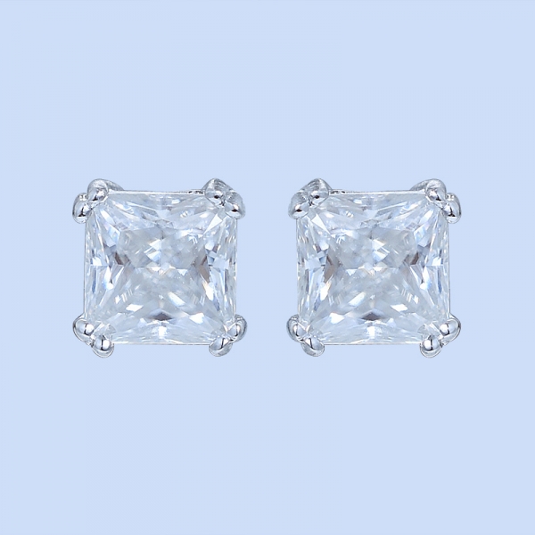 925 sterling silver solitaire quadrado brincos de diamantes stud 