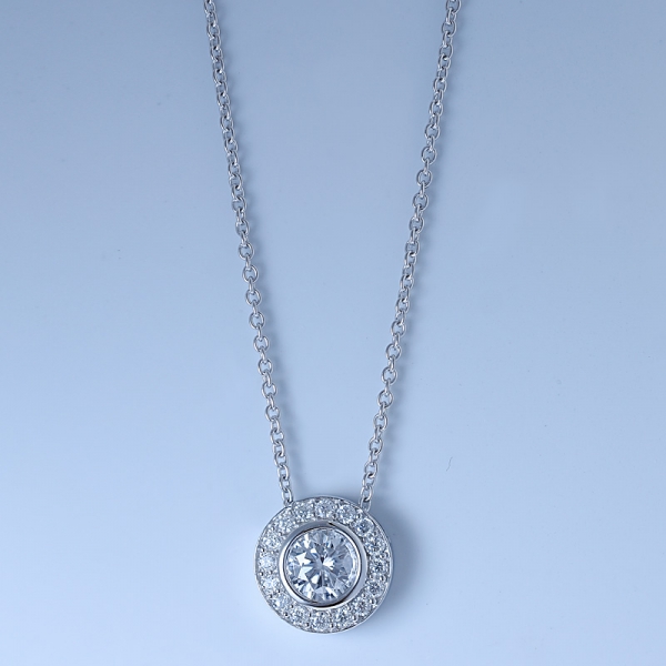 925 sterling silver halo colar de jóias de noiva 