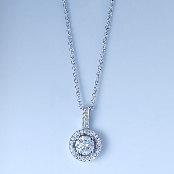 925 colar de pingente de halo prata esterlina para as mulheres 